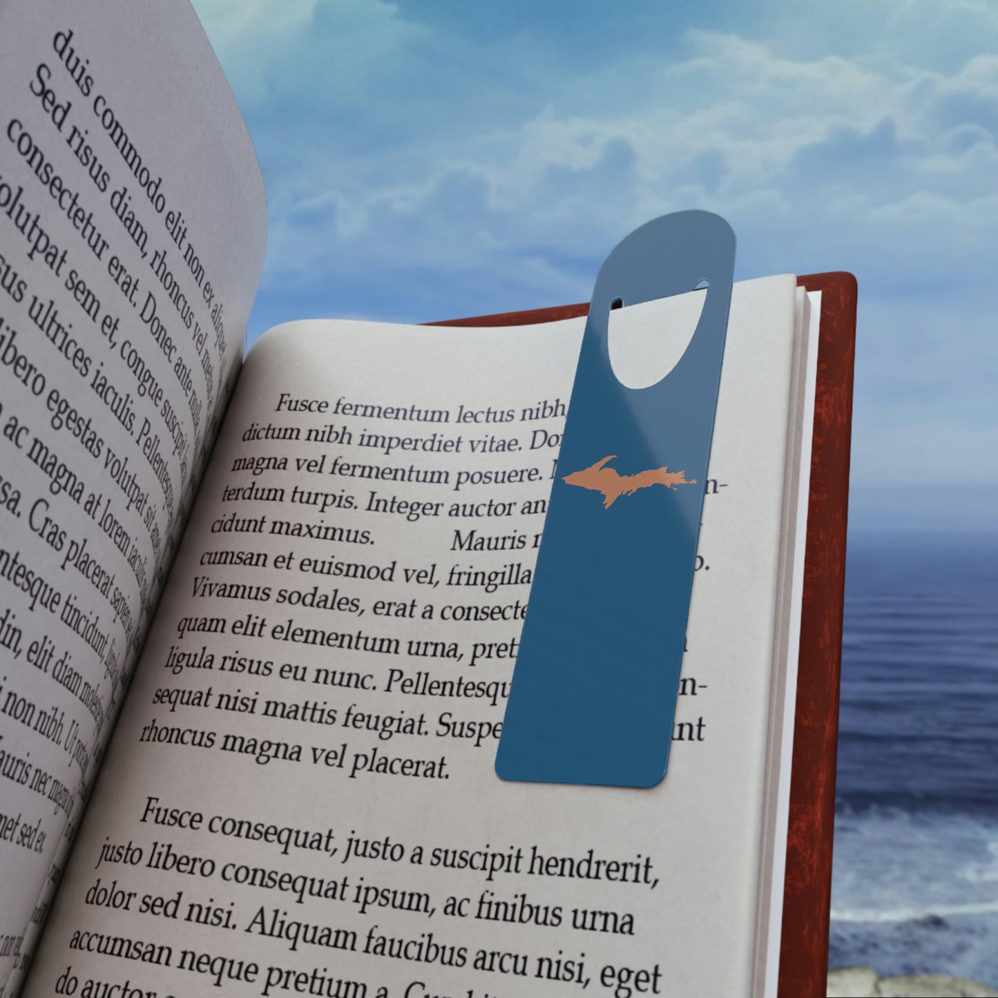 Michigan Upper Peninsula Metal Bookmark (w/ Copper UP Outline) | Blueberry