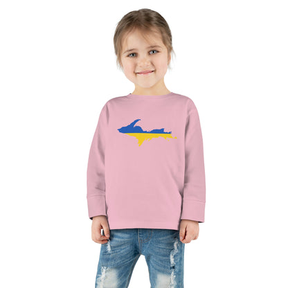 Michigan Upper Peninsula T-Shirt (w/ UP Ukraine Flag Outline) | Toddler Long Sleeve