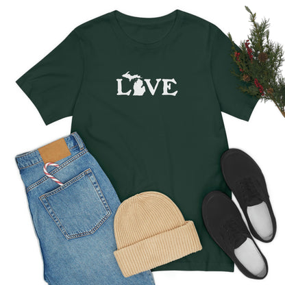 Michigan 'Love' T-Shirt (Woodcut Font) | Unisex Standard Fit