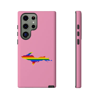 Michigan Upper Peninsula Tough Phone Case ('67 Caddie Pink w/ UP Pride Flag Outline) | Samsung & Pixel Android