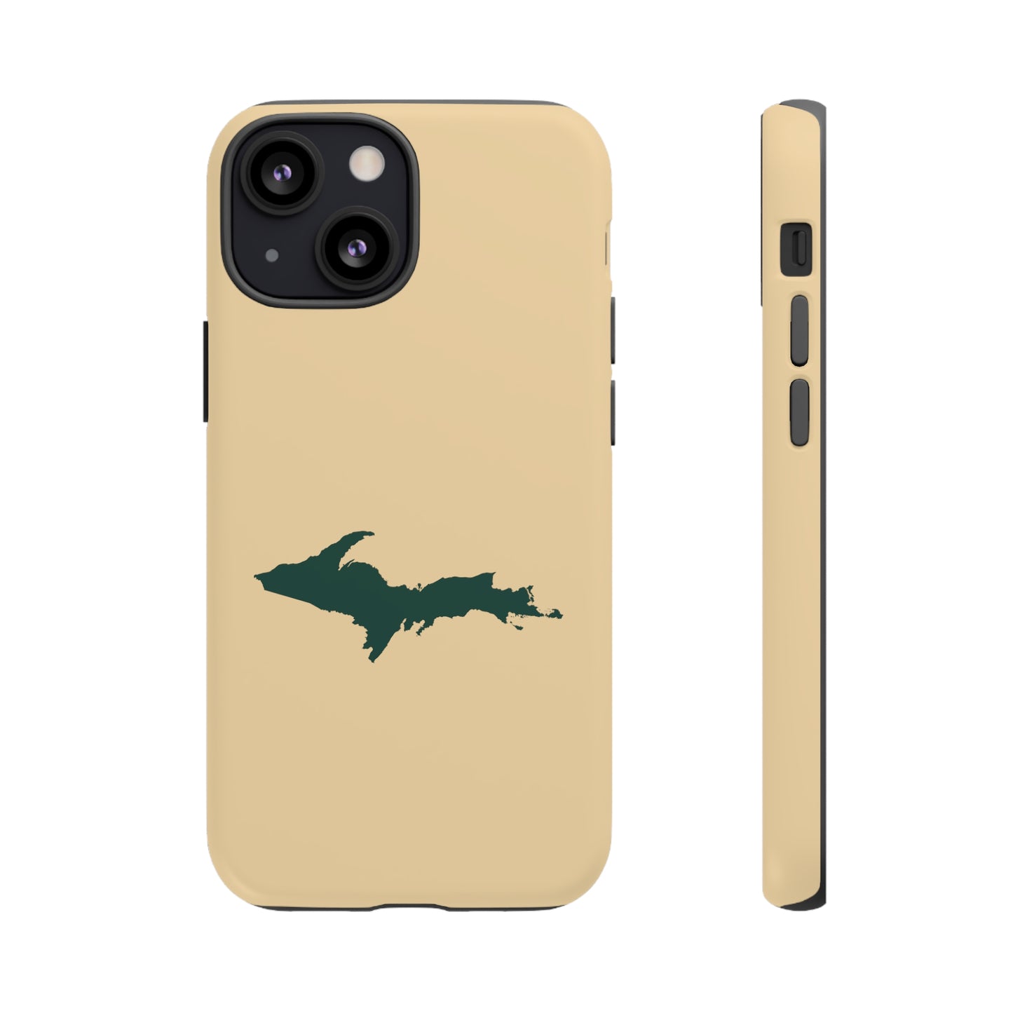 Michigan Upper Peninsula Tough Phone Case (Maple Color w/ Green UP Outline) | Apple iPhone