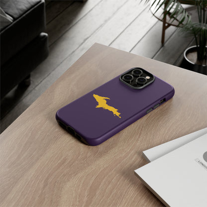 Michigan Upper Peninsula Tough Phone Case (Blackcurrant w/ Gold UP Outline) | Apple iPhone