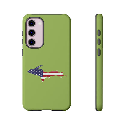 Michigan Upper Peninsula Tough Phone Case (Gooseberry Green w/ UP USA Flag Outline) | Samsung & Pixel Android