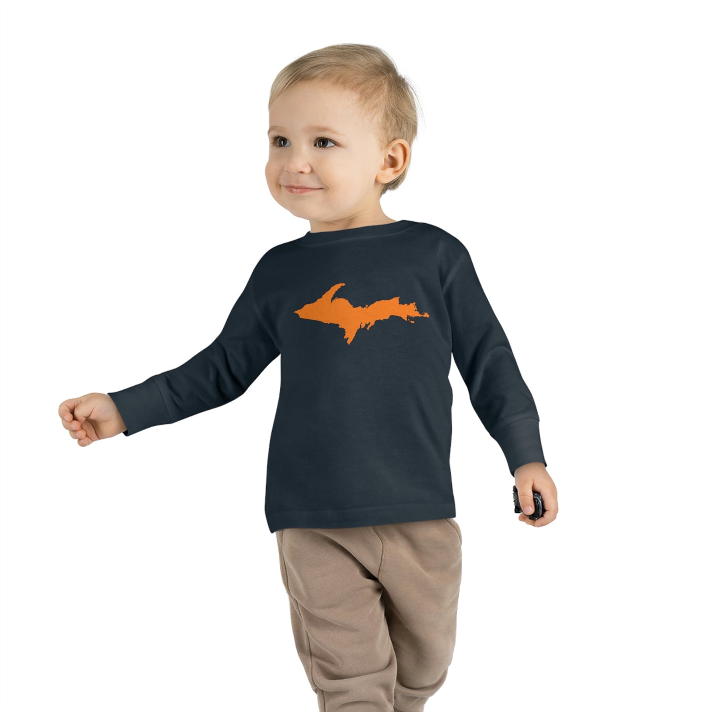 Michigan Upper Peninsula T-Shirt (w/ Orange UP Outline) | Toddler Long Sleeve