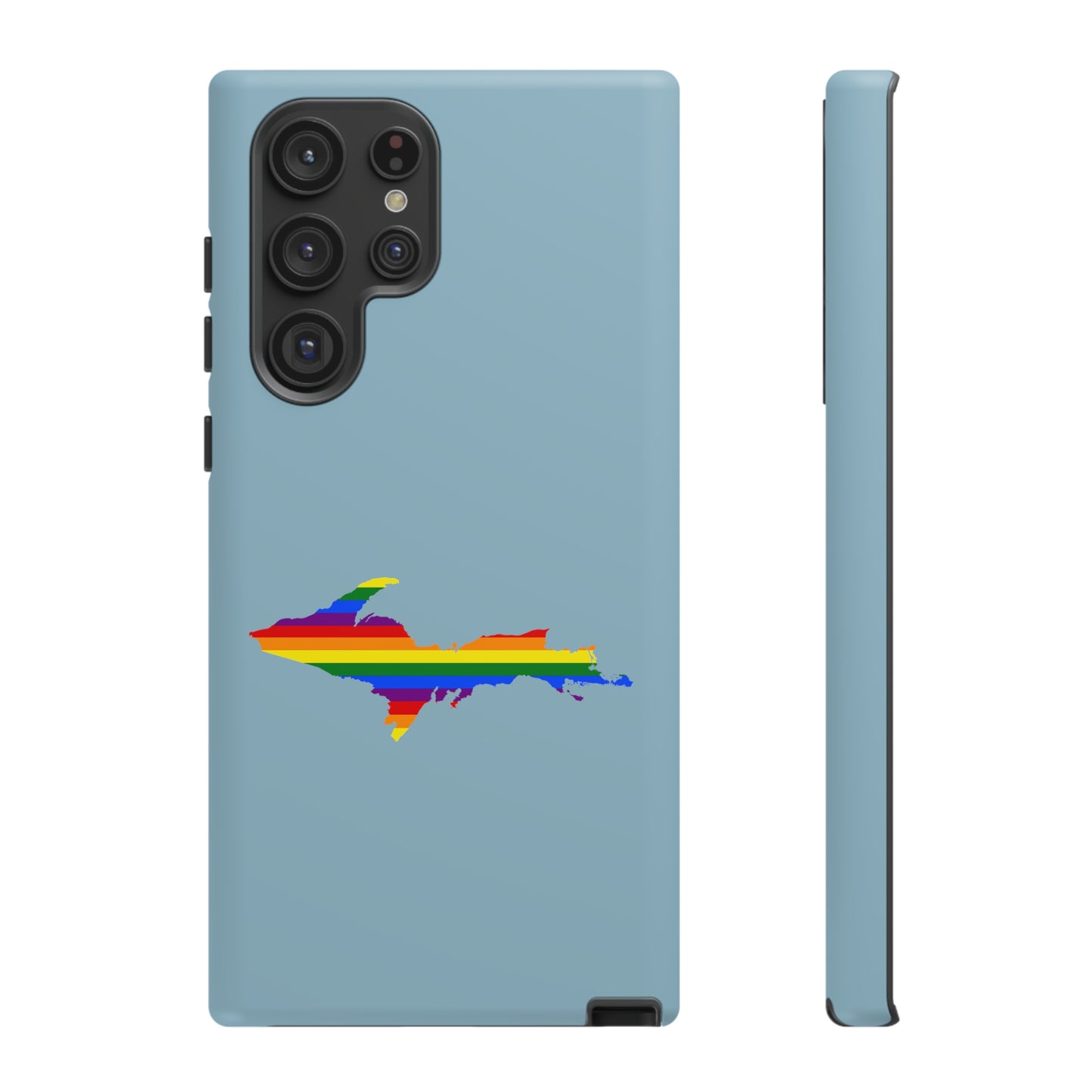 Michigan Upper Peninsula Tough Phone Case (Opal Blue w/ UP Pride Flag Outline) | Samsung & Pixel Android