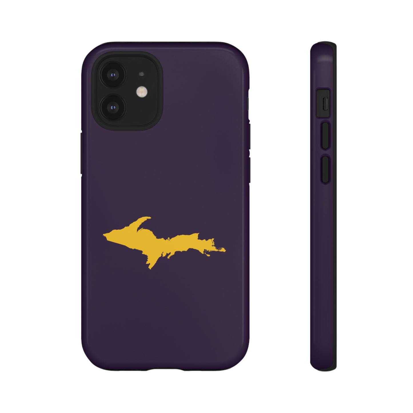 Michigan Upper Peninsula Tough Phone Case (Blackcurrant w/ Gold UP Outline) | Apple iPhone