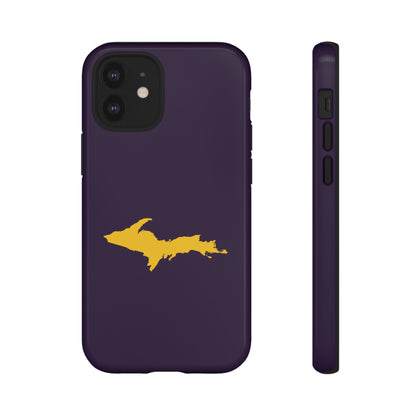 Michigan Upper Peninsula Tough Phone Case (Blackcurrant w/ Gold UP Outline) | Apple iPhone