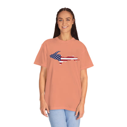 Michigan Upper Peninsula T-Shirt (w/ UP USA Flag Outline) | Unisex Garment-Dyed