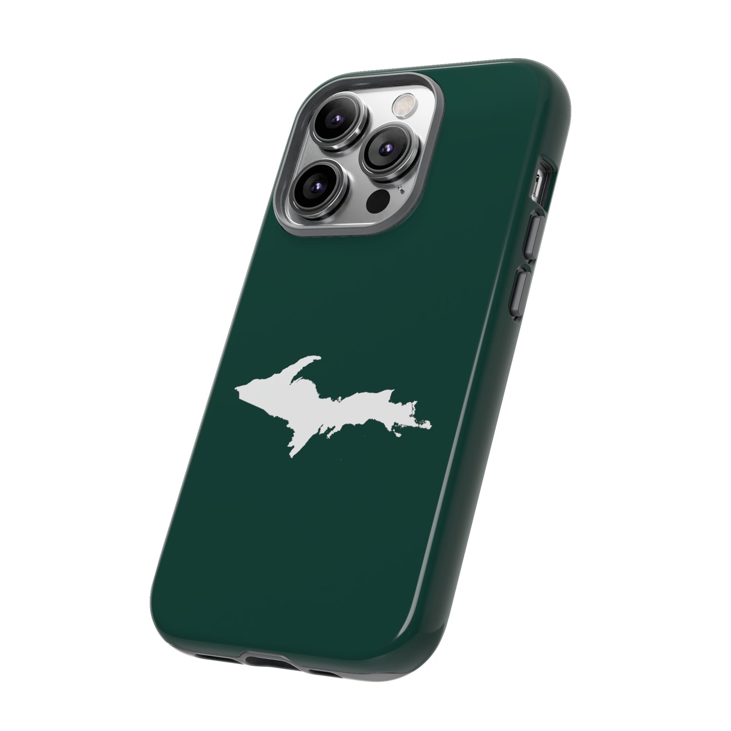 Michigan Upper Peninsula Tough Phone Case (Green w/ UP Outline) | Apple iPhone