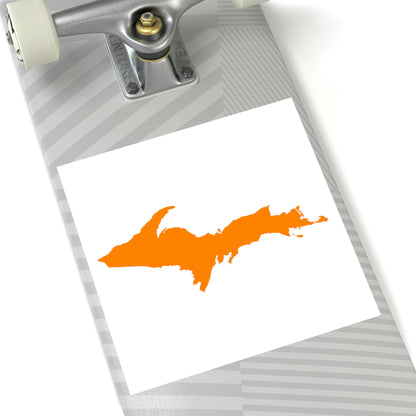 Michigan Upper Peninsula Square Sticker (w/ Orange UP Outline) | Indoor/Outdoor