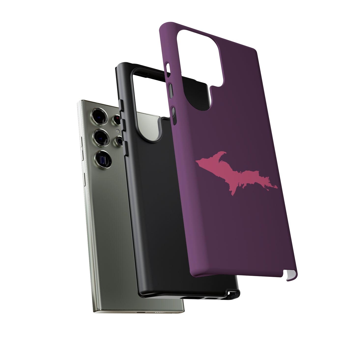 Michigan Upper Peninsula Tough Phone Case (Plum w/ Pink UP Outline) | Samsung & Pixel Android