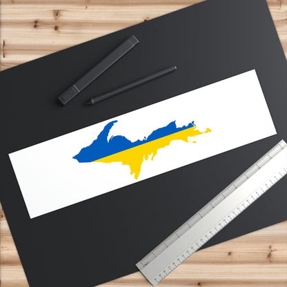 Michigan Upper Peninsula Bumper Stickers (w/ UP Ukraine Flag Outline) | White Background