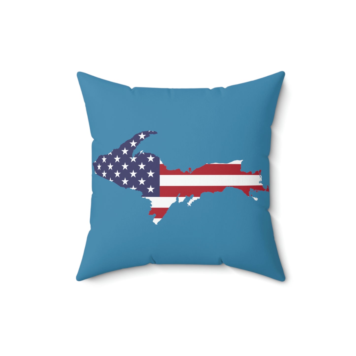 Michigan Upper Peninsula Accent Pillow (w/ UP USA Flag Outline) | Lake Michigan Blue