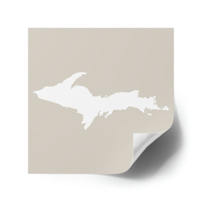 Michigan Upper Peninsula Square Sticker (Canvas Color w/ UP Outline) | Indoor/Outdoor