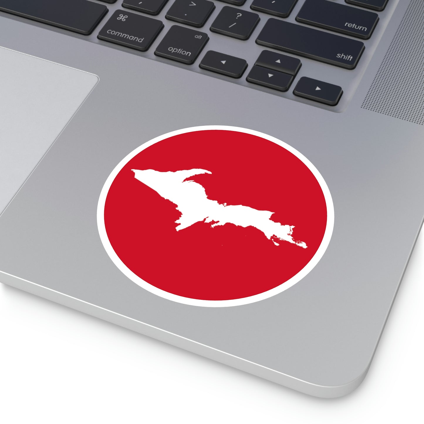 Michigan Upper Peninsula Round Stickers (Red w/ UP Outline) | Indoor\Outdoor