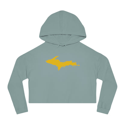 Michigan Upper Peninsula Hoodie (w/ Gold UP Outline) | Lightweight Cropped