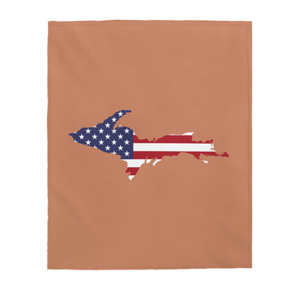 Michigan Upper Peninsula Plush Blanket (w/ UP USA Flag Outline) | Copper Color