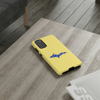 Michigan Upper Peninsula Tough Phone Case (Yellow Cherry Color w/ UP Quebec Flag Outline) | Samsung & Pixel Android