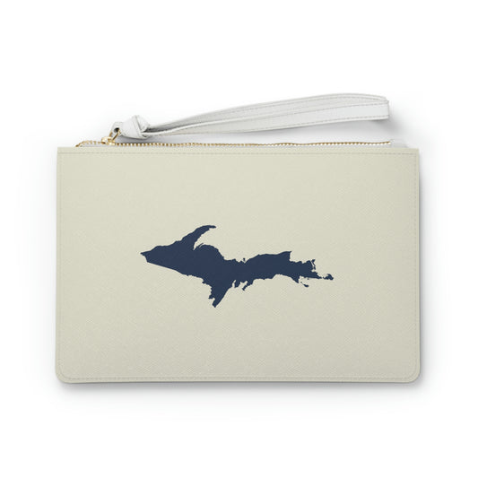 Michigan Upper Peninsula Clutch Bag (Ivory Color w/ Navy UP Outline)