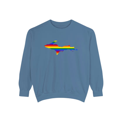 Michigan Upper Peninsula Sweatshirt (w/ UP Pride Flag Outline) | Unisex Garment Dyed