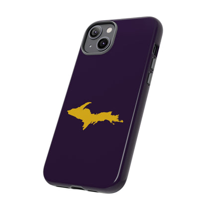 Michigan Upper Peninsula Tough Phone Case (Blackcurrant w/ Gold UP Outline) | Apple iPhone