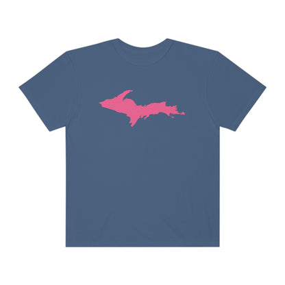 Michigan Upper Peninsula T-Shirt (w/ Pink UP Outline) | Unisex Garment-Dyed