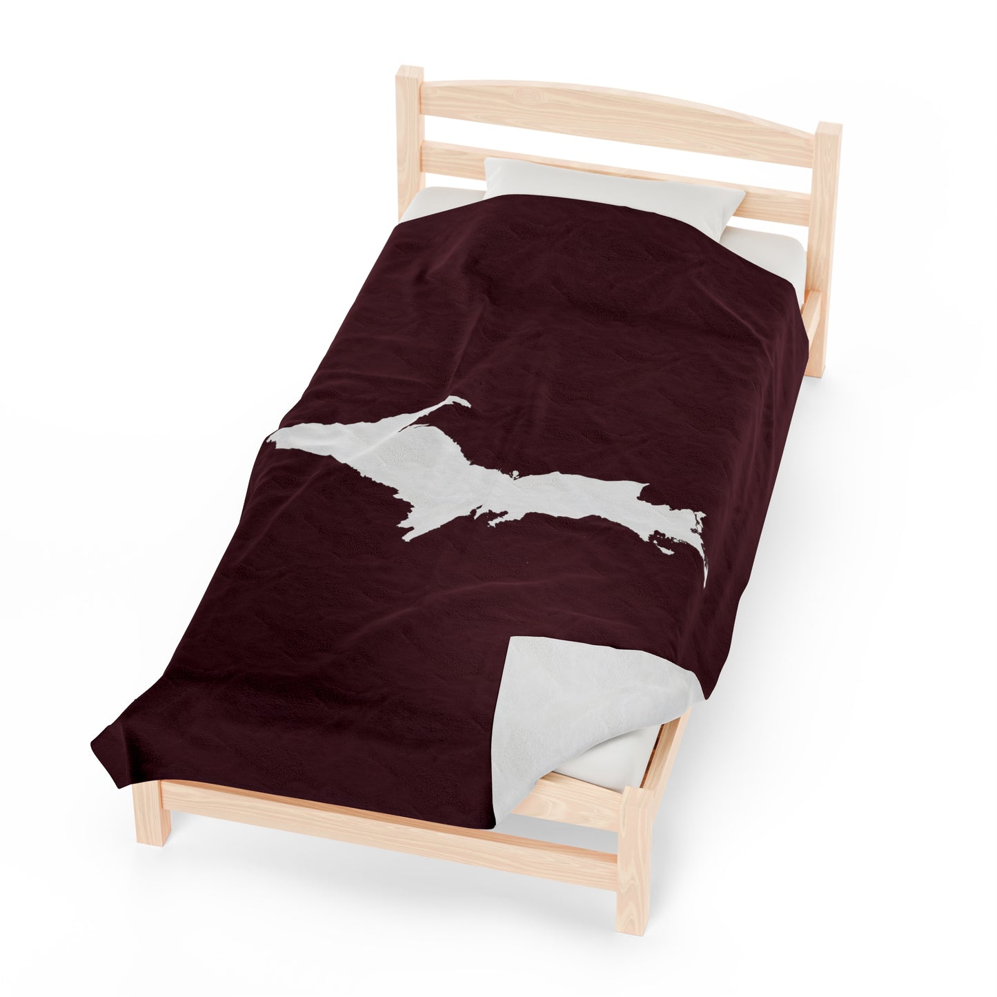 Michigan Upper Peninsula Plush Blanket (w/ UP Outline) | Old Mission Burgundy