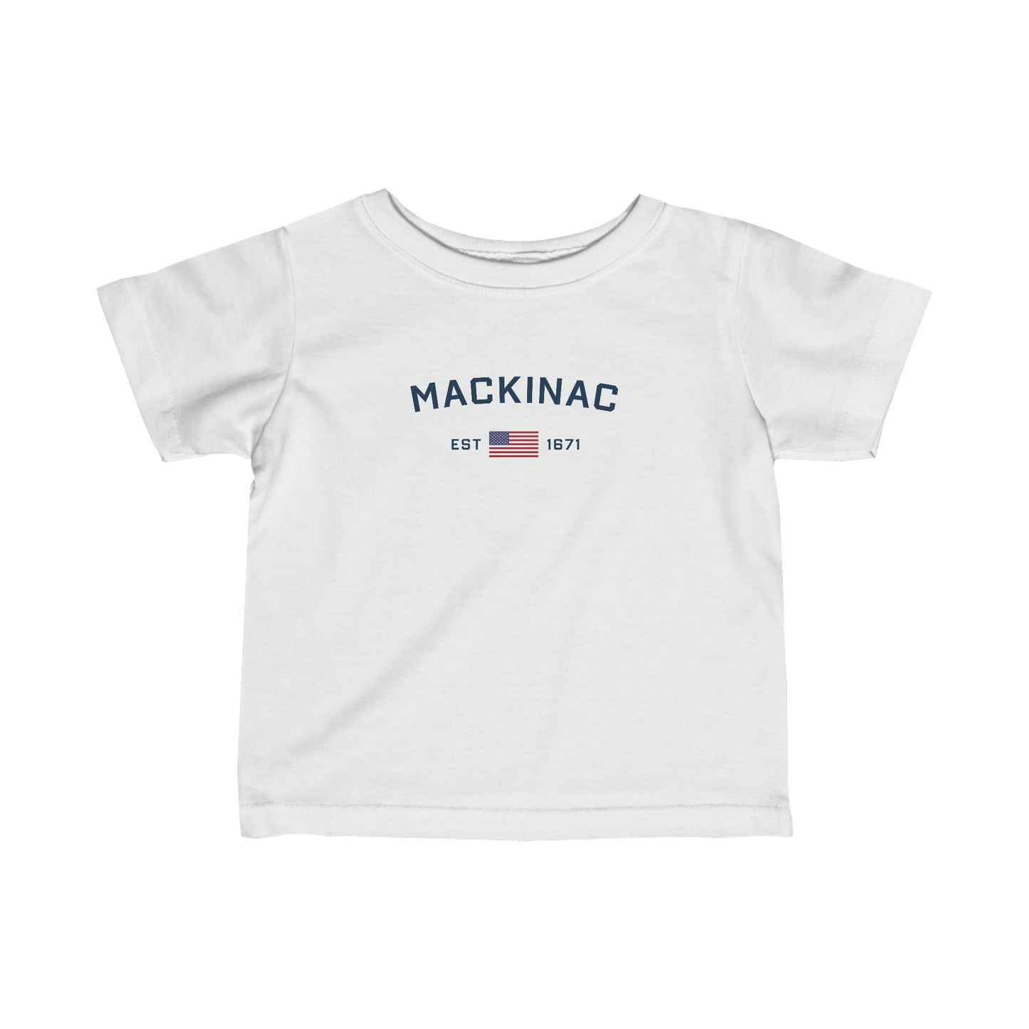 'Mackinac EST 1671' T-Shirt (w/USA Flag Outline) |  Infant Short Sleeve