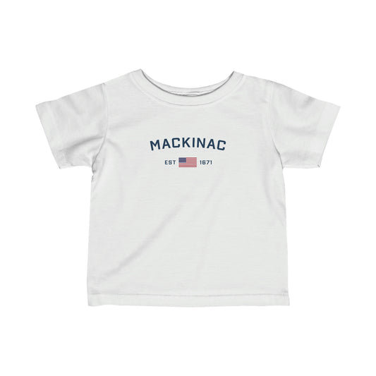 'Mackinac EST 1671' T-Shirt (w/USA Flag Outline) |  Infant Short Sleeve