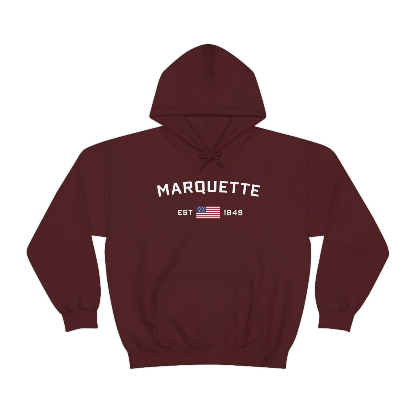 'Marquette EST 1849' Hoodie (w/USA Flag Outline) | Unisex Standard