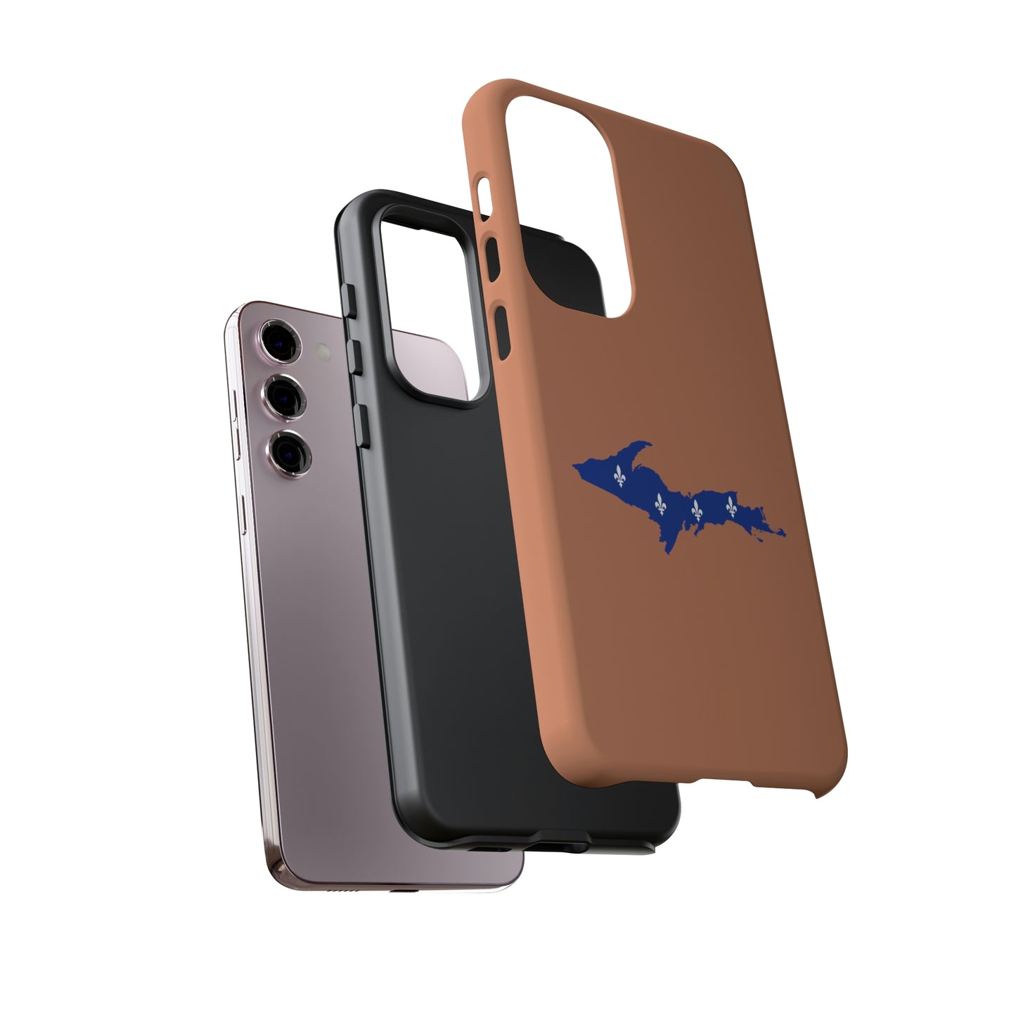 Michigan Upper Peninsula Tough Phone Case (Copper Color w/ UP Quebec Flag Outline) | Samsung & Pixel Android