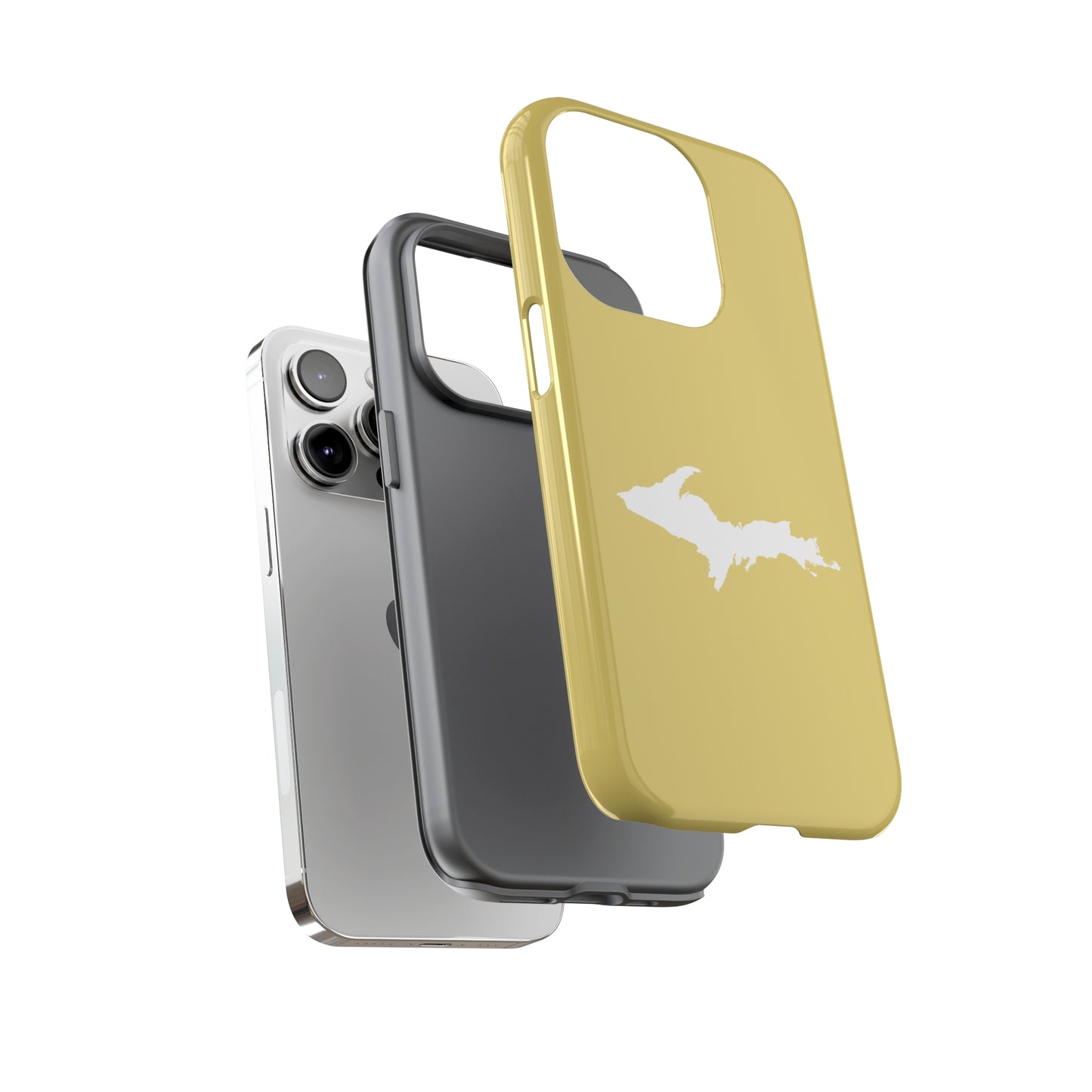 Michigan Upper Peninsula Tough Phone Case (Plum Yellow w/ UP Outline) | Apple iPhone