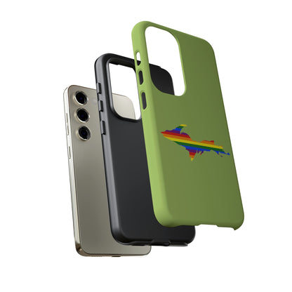 Michigan Upper Peninsula Tough Phone Case (Gooseberry Green w/ UP Pride Flag Outline) | Samsung & Pixel Android