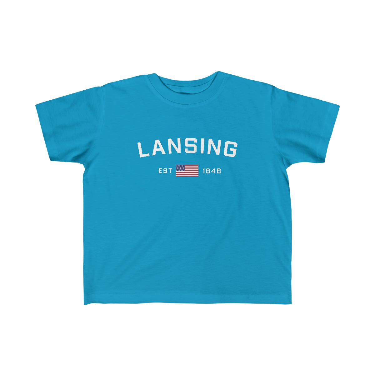 'Lansing EST 1848' T-Shirt  (w/USA Outline Font) | Toddler Short Sleeve - Circumspice Michigan