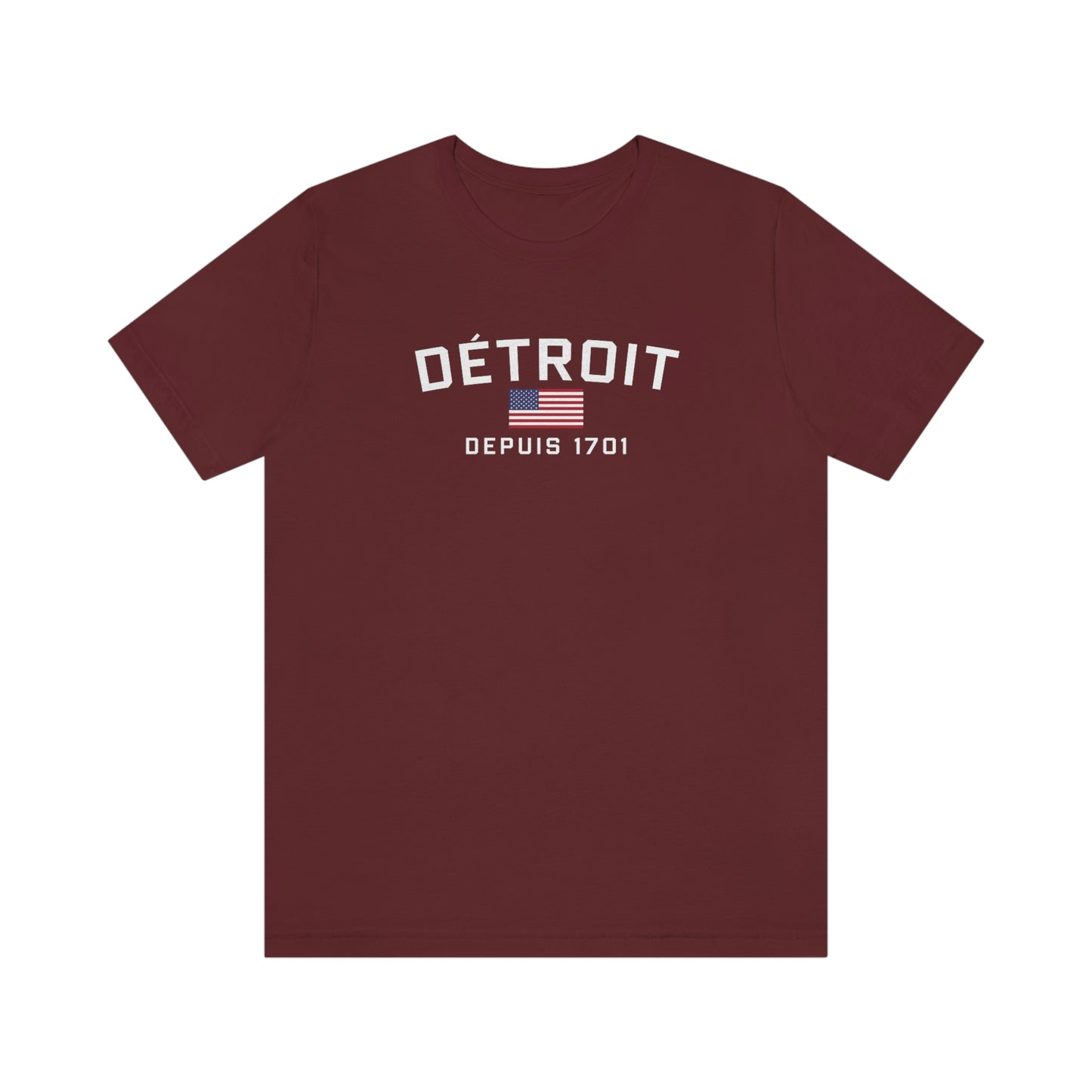 'Détroit Depuis 1701' T-Shirt (w/USA Flag Outline) | Unisex Standard Fit