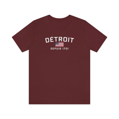 'Détroit Depuis 1701' T-Shirt (w/USA Flag Outline) | Unisex Standard Fit