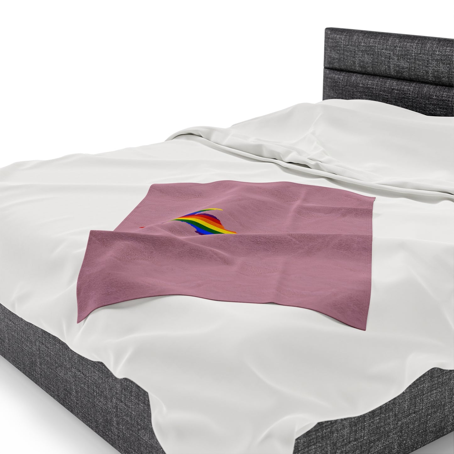 Michigan Upper Peninsula Plush Blanket (w/ UP Pride Flag Outline) | Pink