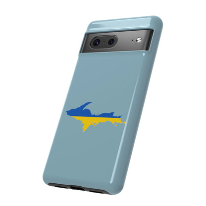 Michigan Upper Peninsula Tough Phone Case (Opal Blue w/ UP Ukraine Flag Outline) | Samsung & Pixel Android