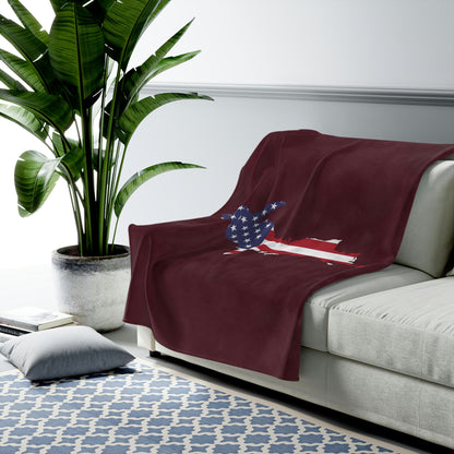 Michigan Upper Peninsula Plush Blanket (w/ UP USA Flag Outline) | Old Mission Burgundy