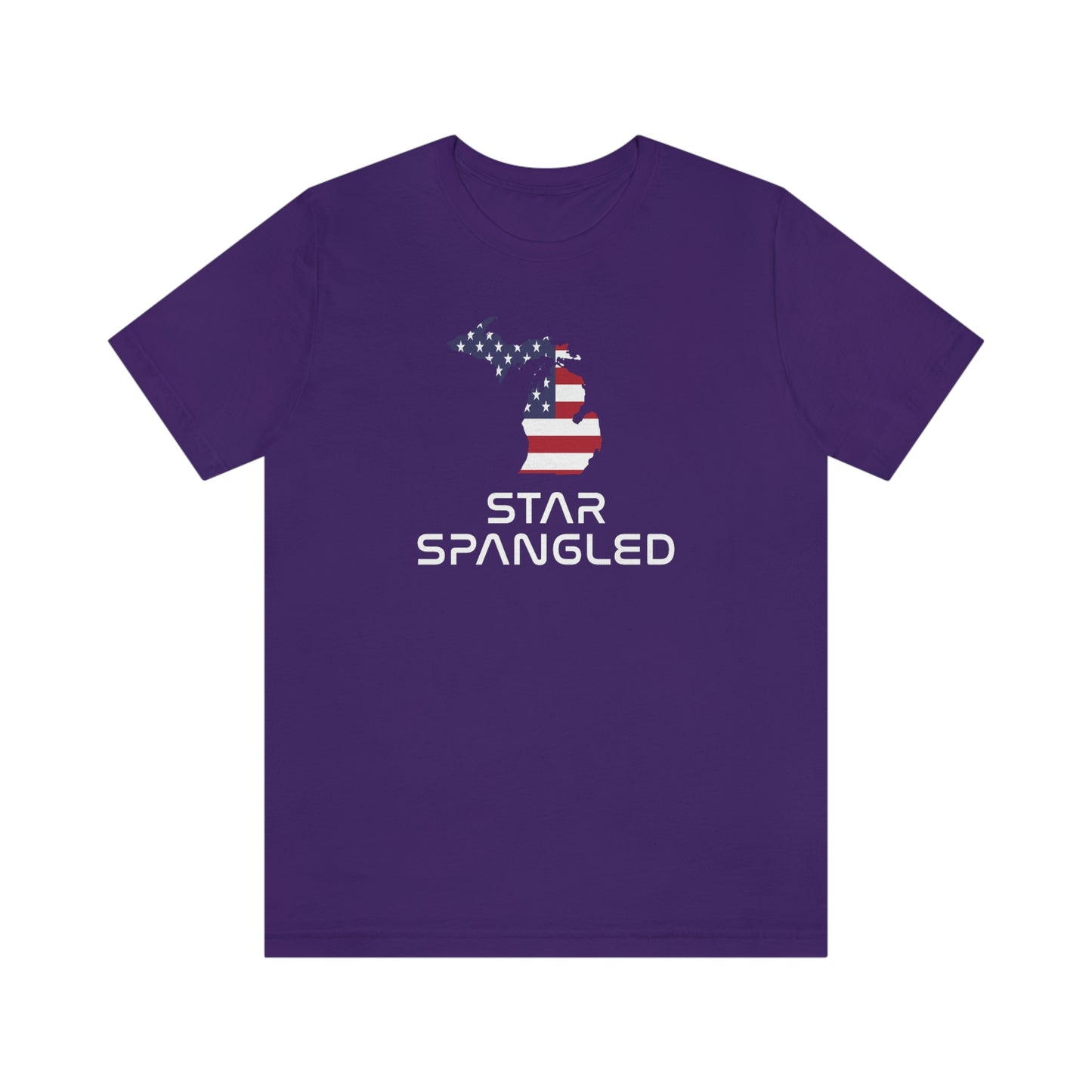 Michigan 'Star Spangled' T-Shirt (Space Agency Font w/ MI USA Flag Outline) | Unisex Standard Fit