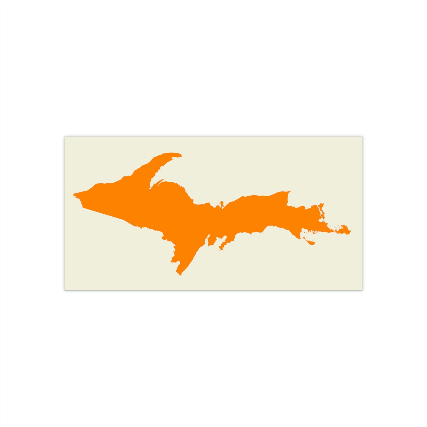 Michigan Upper Peninsula Bumper Sticker (w/ Orange UP Outline) | Ivory Color Background