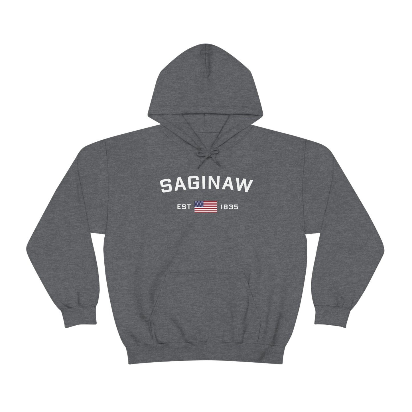 'Saginaw EST 1835' Hoodie (w/USA Flag Outline) | Unisex Standard