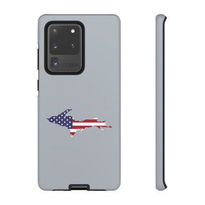 Michigan Upper Peninsula Tough Phone Case (Silver w/ UP USA Flag Outline) | Samsung & Pixel Android