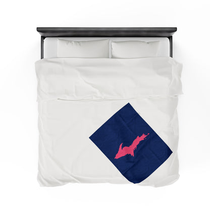 Michigan Upper Peninsula Plush Blanket (w/ Pink UP Outline) | Dearborn Blue