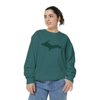 Michigan Upper Peninsula Sweatshirt (w/ Green UP Outline) | Unisex Garment Dyed