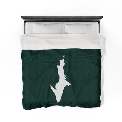 Michigan Upper Peninsula Plush Blanket (w/ UP Outline) | Green