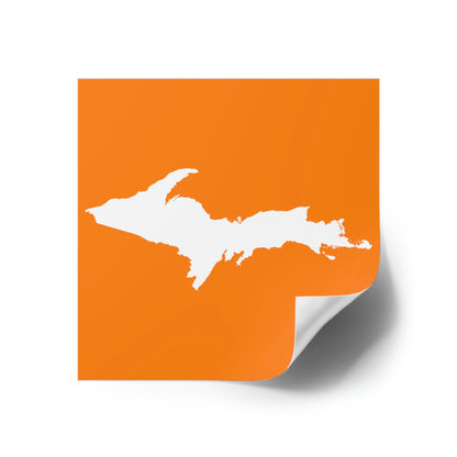 Michigan Upper Peninsula Square Sticker (Orange w/ UP Outline) | Indoor/Outdoor