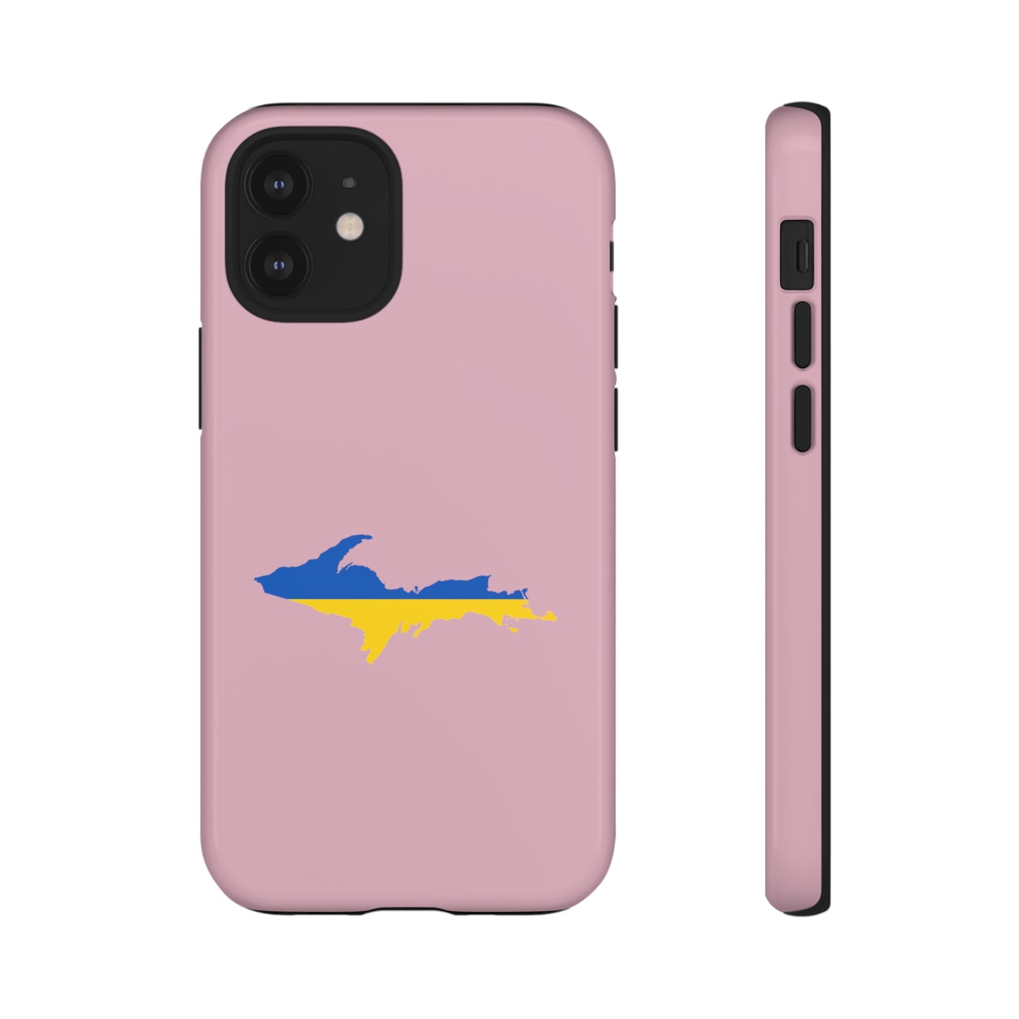 Michigan Upper Peninsula Tough Phone Case (Pink w/ UP Ukraine Flag Outline) | Apple iPhone