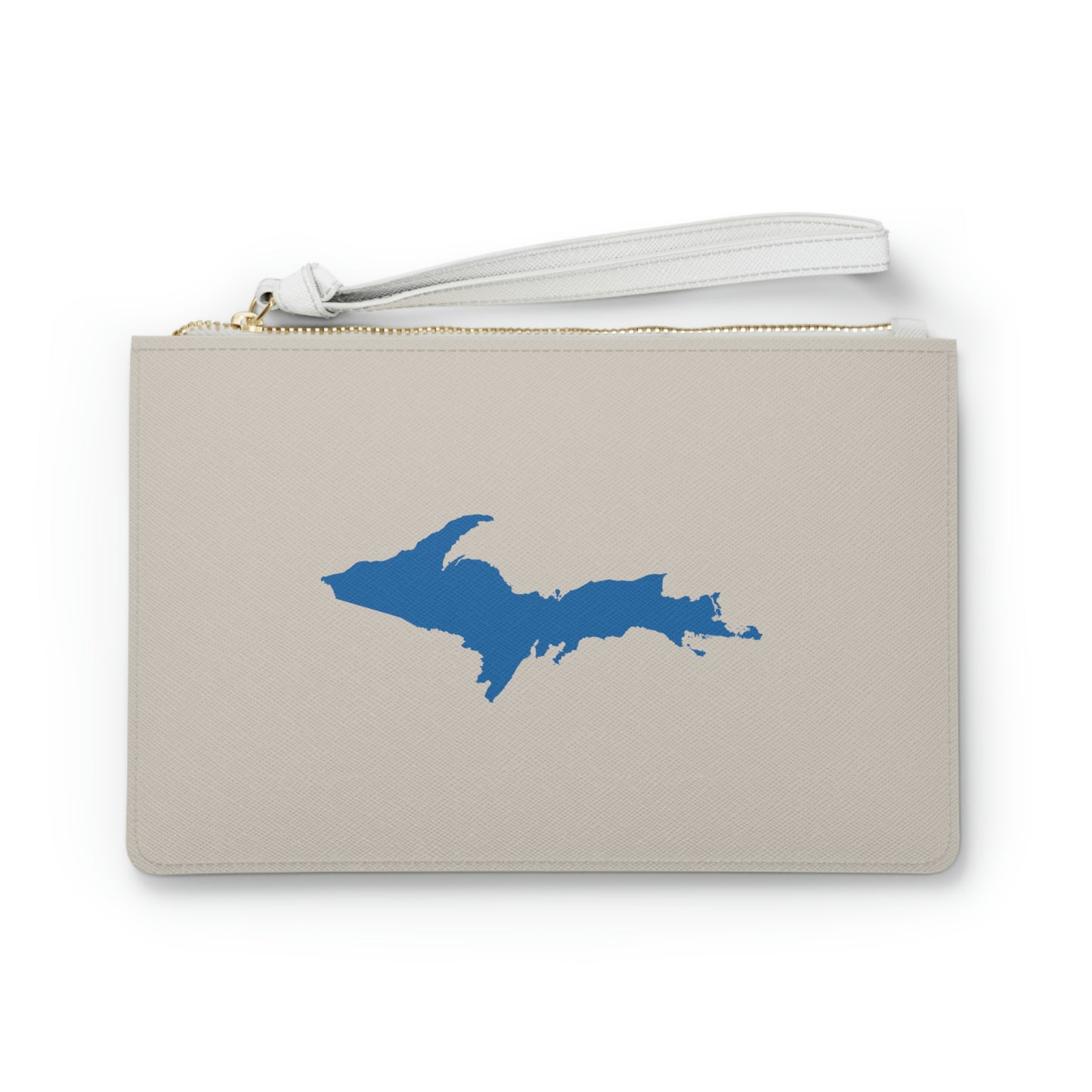 Michigan Upper Peninsula Clutch Bag (Canvas Color w/ Azure UP Outline)