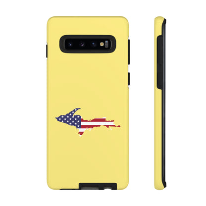 Michigan Upper Peninsula Tough Phone Case (Yellow Cherry Color w/ UP USA Flag Outline) | Samsung & Pixel Android